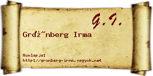 Grünberg Irma névjegykártya